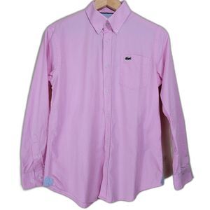 Pink LACOSTE Long Sleeve Button Shirt - Medium